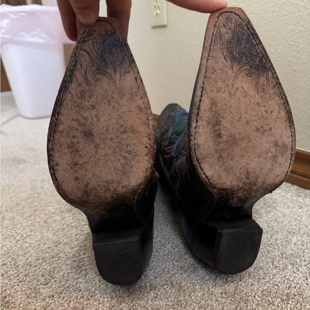 Tony Lama Black Leather Boots - Picture 4 of 7